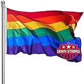Rainbow Pride Flag 3x5 Outdoor-LGBTQ Flags Pride Flag Sewn Stripes Vivid Color Heavy Duty Flags with 2 Brass Grommets