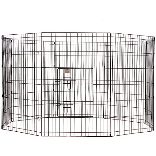 Idealchoiceproduct 42 Inch Pet Playpen Pet Pen Folding Wire Dog Exercise Pen Pet Fence Yard Fence 8 Panel Cage 24-42 Inch-Black Color
