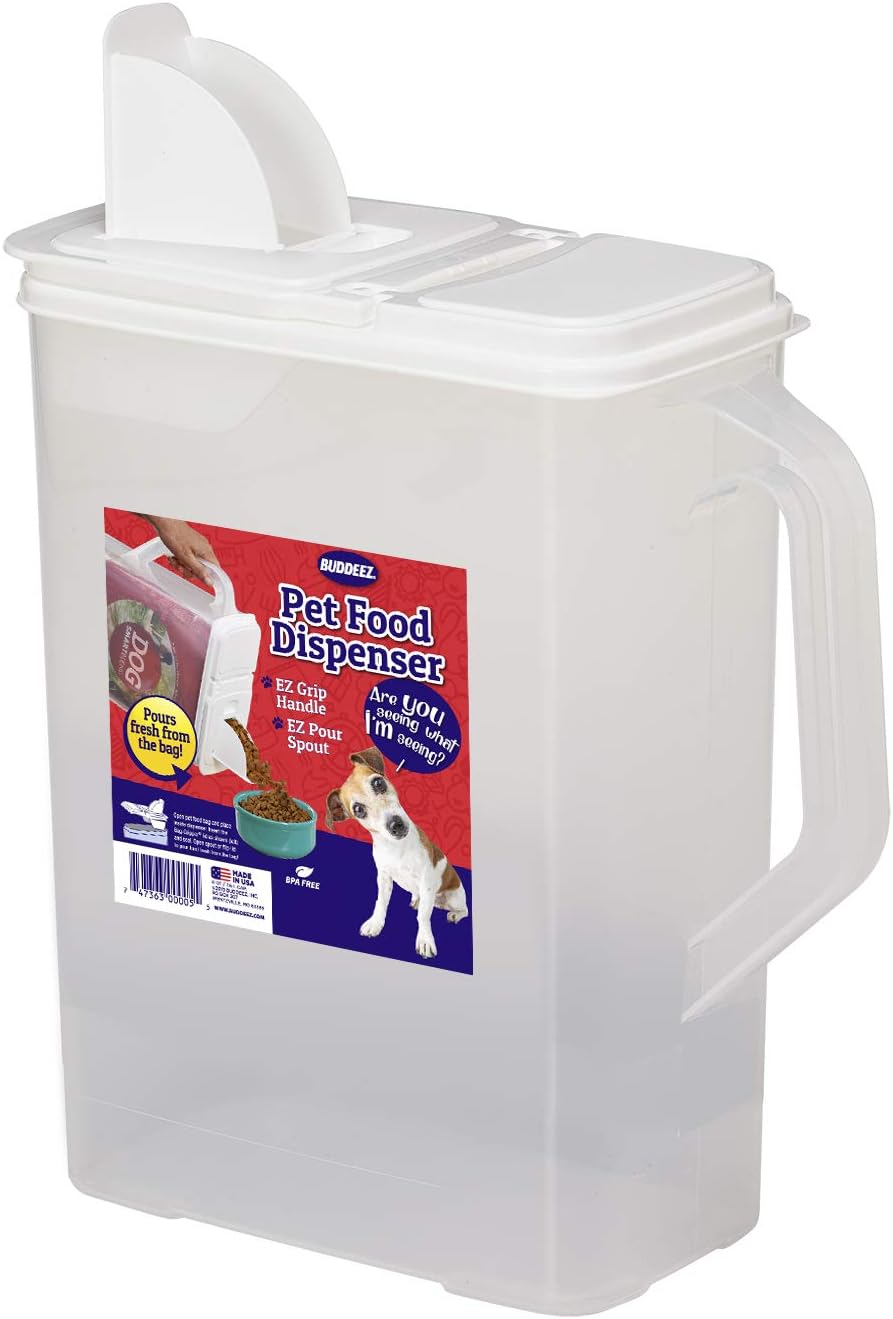 Buddeez 8Qt Pet Food / Bird Seed Storage Container and Dispenser - Flip Lid /Pour Spout with Durable Handle : Pet Food Storage Products : Pet Supplies