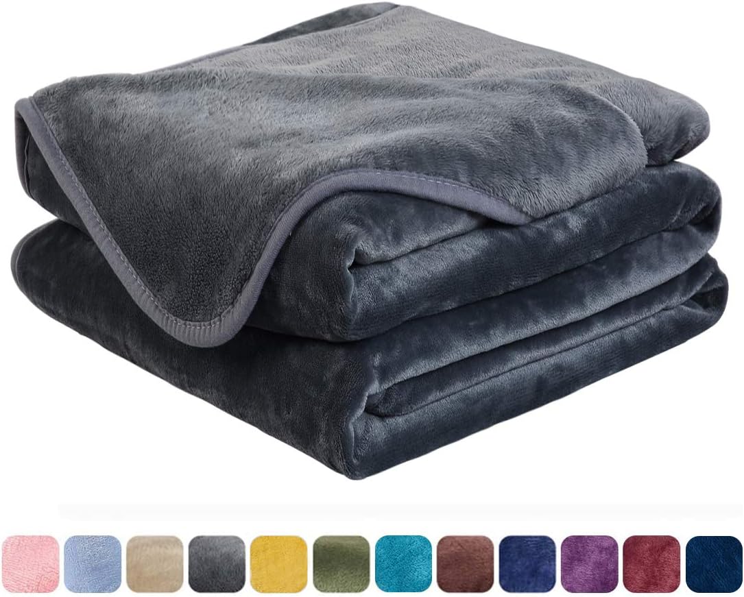 EASELAND Soft King Size Blanket Winter Warm Microplush Lightweight Thermal Fleece Blankets for Couch Bed Sofa,90x108 Inches,Dark Gray: Home & Kitchen