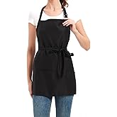 Eksict Waterproof Server Apron, Aprons for Women with 3 Pockets, Machine Washable Aprons for Cooking, Men Chef Apron