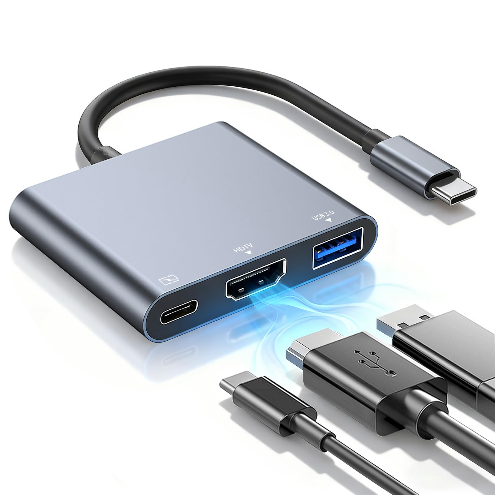 USB C to HDMI Multiport Adapter, USB Type-C to HDMI 4K / USB 3.0 &USB-C PD Quick Charging Port, Digital AV Adapter for MacBook/MacBook Pro/air/Galaxy S8/S9