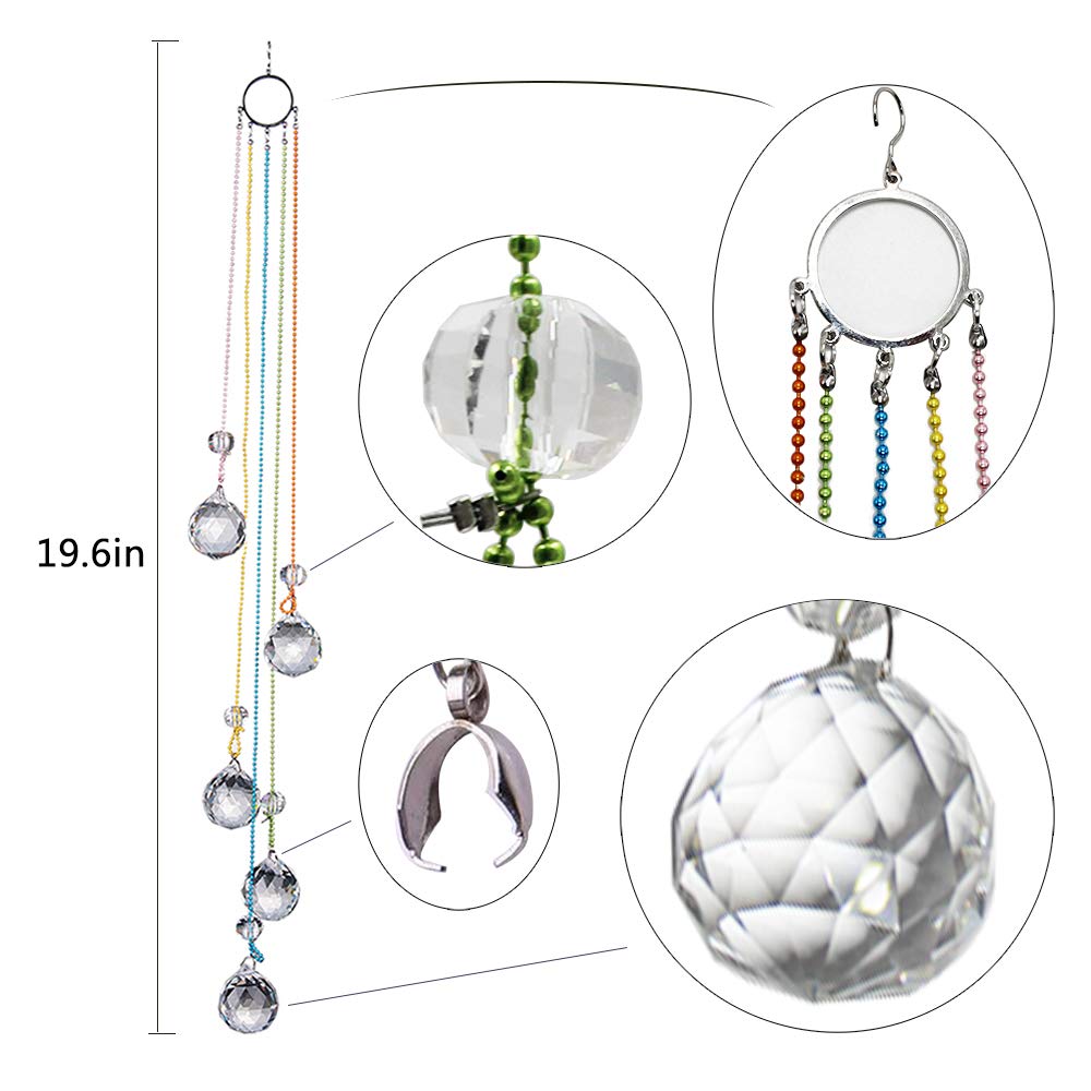 WEISIPU Hanging Crystals Suncatcher - Rainbow Crystal Ornament Crystal Ball Prism Feng Shui Crystals Suncatchers for Garden, Window Decoration