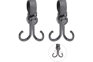 DEIHAALEN Double Stroller Hooks, 2 Pack Car Seat Hook, Adjustable Hook, Stroller Hanger Hook, Stroller Organizer Hook, Seat Headrest Hook, Universal Stroller Organizer