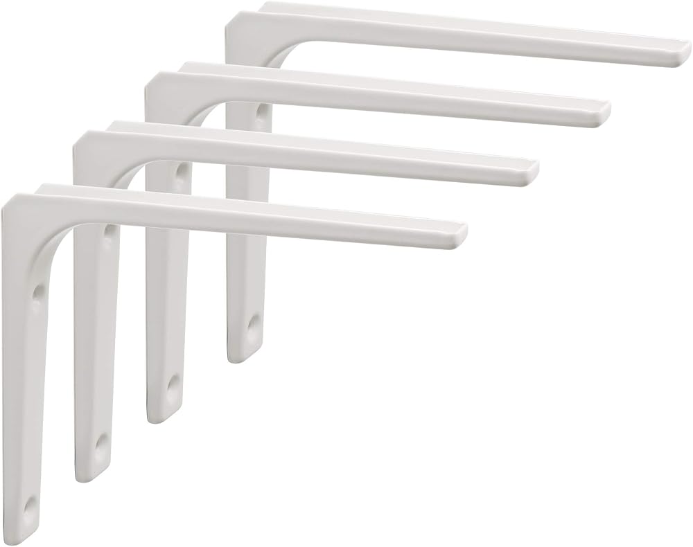 Sayayo Shelf Bracket Corner Brace 150mm x125mm White 4Pcs EJR150W-4P