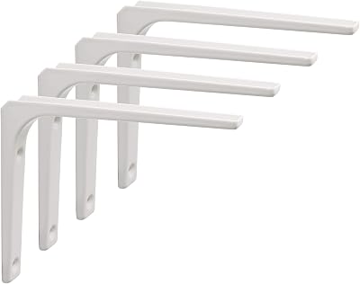 Sayayo Shelf Bracket Corner Brace 150mm x125mm White 4Pcs EJR150W-4P