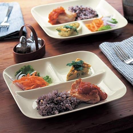 Amazon ベルメゾン 仕切り皿 2枚 セット ランチプレート アイボリー 食器 グラス カトラリー オンライン通販