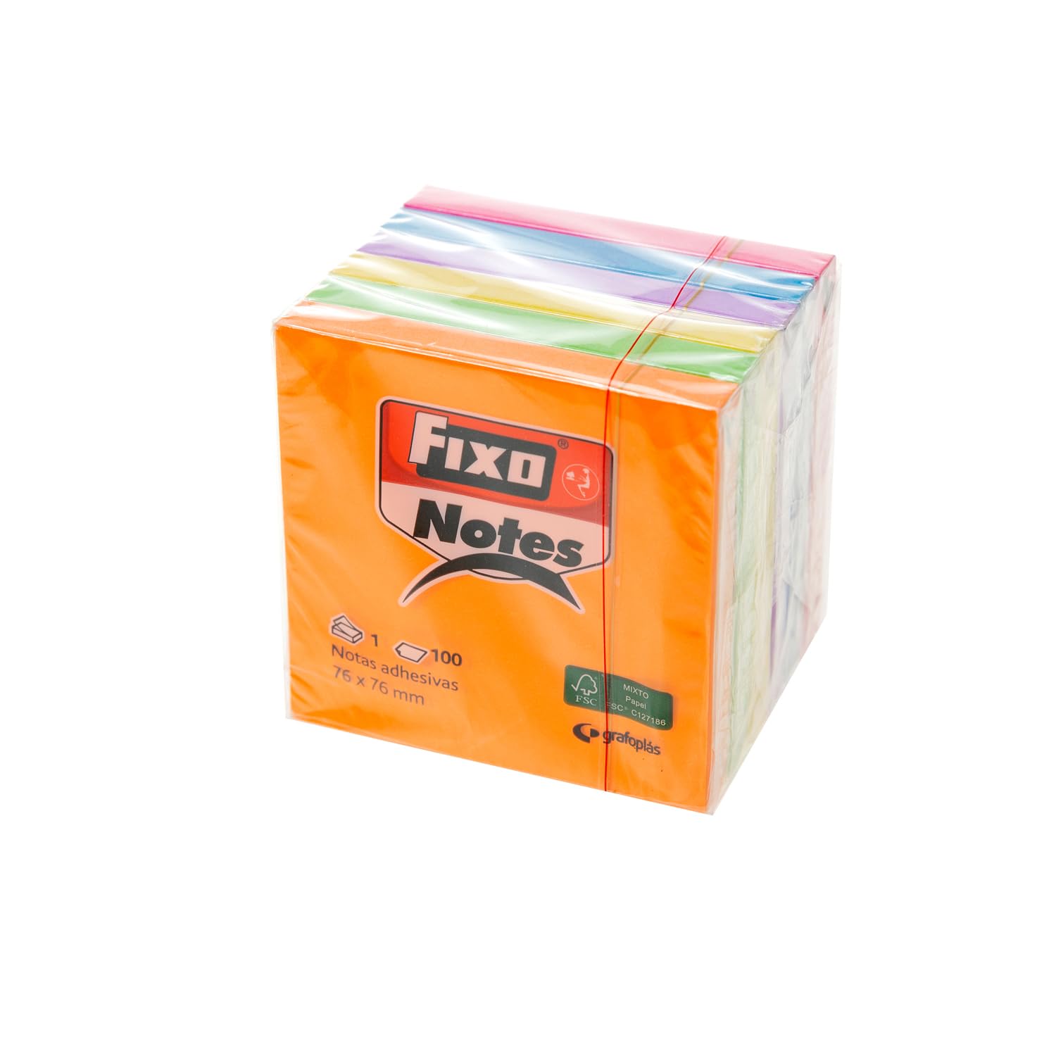 Fixo Cube 400 Sticky Notes 51 x 51 mm, Neon Colours