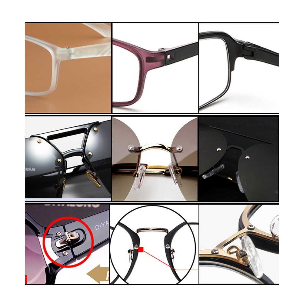 SHiZAK 700pcs Eyeglasses Sunglass Spectacles Tiny Screws Nut Kit & Silicone Nose Pads Assortment Repair Tool Set with Tweezer Micro Screwdriver