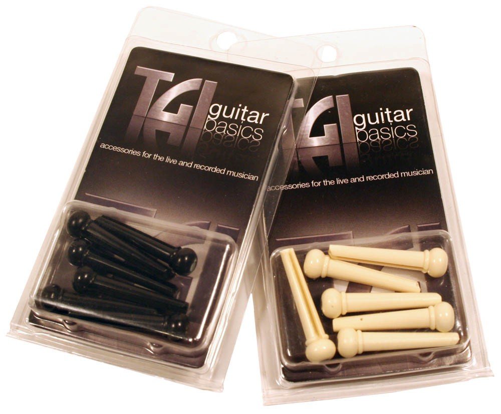 TGI Acoustic Guitar Bridge Pins - Plastic Cream With Dot, Pack Of 6