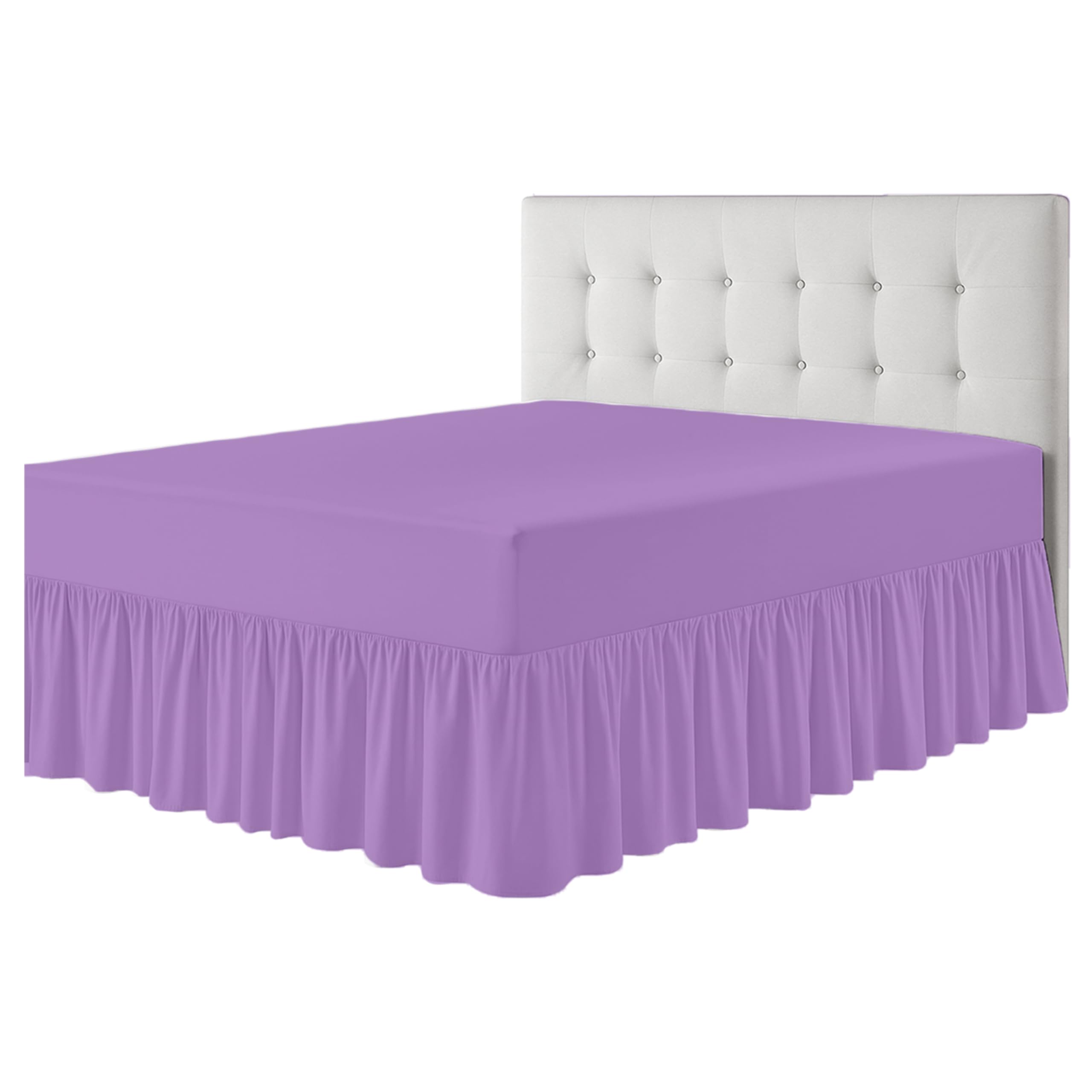 Rohi Luxury Fitted Valance Sheet King Size- Easy Care King Size Fitted Sheet, Frilled - Fit over Mattress & Down to the Floor (King, Lilac) โ image 1