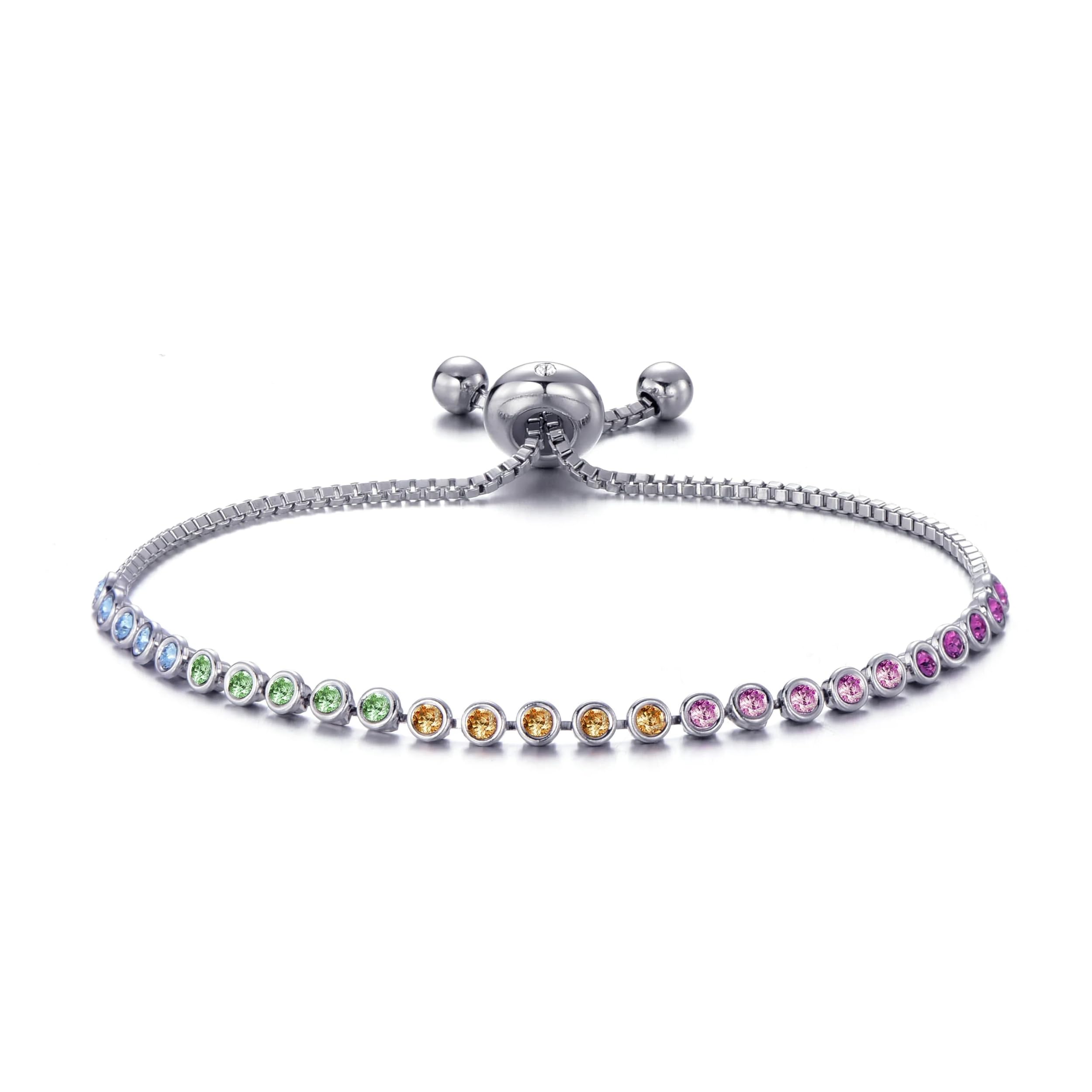 Philip Jones Rainbow Friendship Slider Bracelet with Zircondia® Crystals