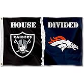 Raiders and Broncos House Divided Flag Rivalry Banner