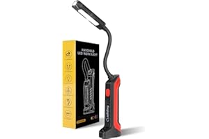 Adiding Work Light, 2600mAh Rechargeable Gooseneck LED Work Light,1000LM 3 Modes Portable Flashlight,180° Rotate 360° Bend Mechanic Light with Magnetic Base and Hook for Repairing/Under Hood/Emergency