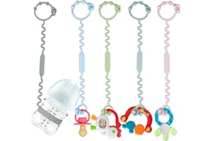 YUNAEDUO Toy Straps for Baby, 5 Pack Silicone Toy Straps for Stroller, Toy Safety Straps for Toy, Sippy Cup Straps, Adjustable Toy Holder for Stroller, High Chair - BPA Free
