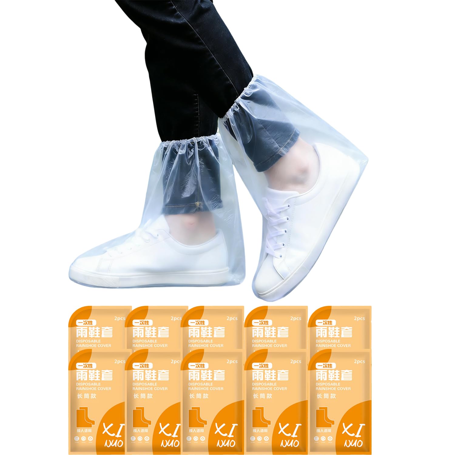 Photo 1 of 10 Pairs Disposable Waterproof Shoe Covers for Rain, Non-Slip Plastic Shoe Covers for Women Men Youth, Clear Boot Covers with Individually Wrapped for Disney Travel Indoor Outside