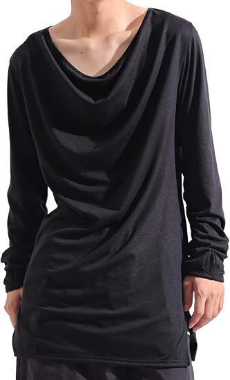 Amazon バレッタ 日本製 ドレープ 使い 袖 シャーリング ロング 丈 カットソー Tシャツ カットソー ストリート モード メンズ ブラック Freeサイズ Tシャツ カットソー 通販