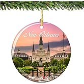 New Orleans Christmas Ornament Porcelain Double Sided 2.75 Inches