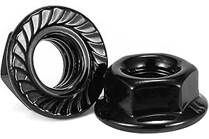 M6 x 1.0mm Serrated Flange Hex Lock Nuts 100Pcs 304 Stainless Steel 18-8, Full Thread, Hex Drive, Bright Finish, Black Oxide by SG TZH