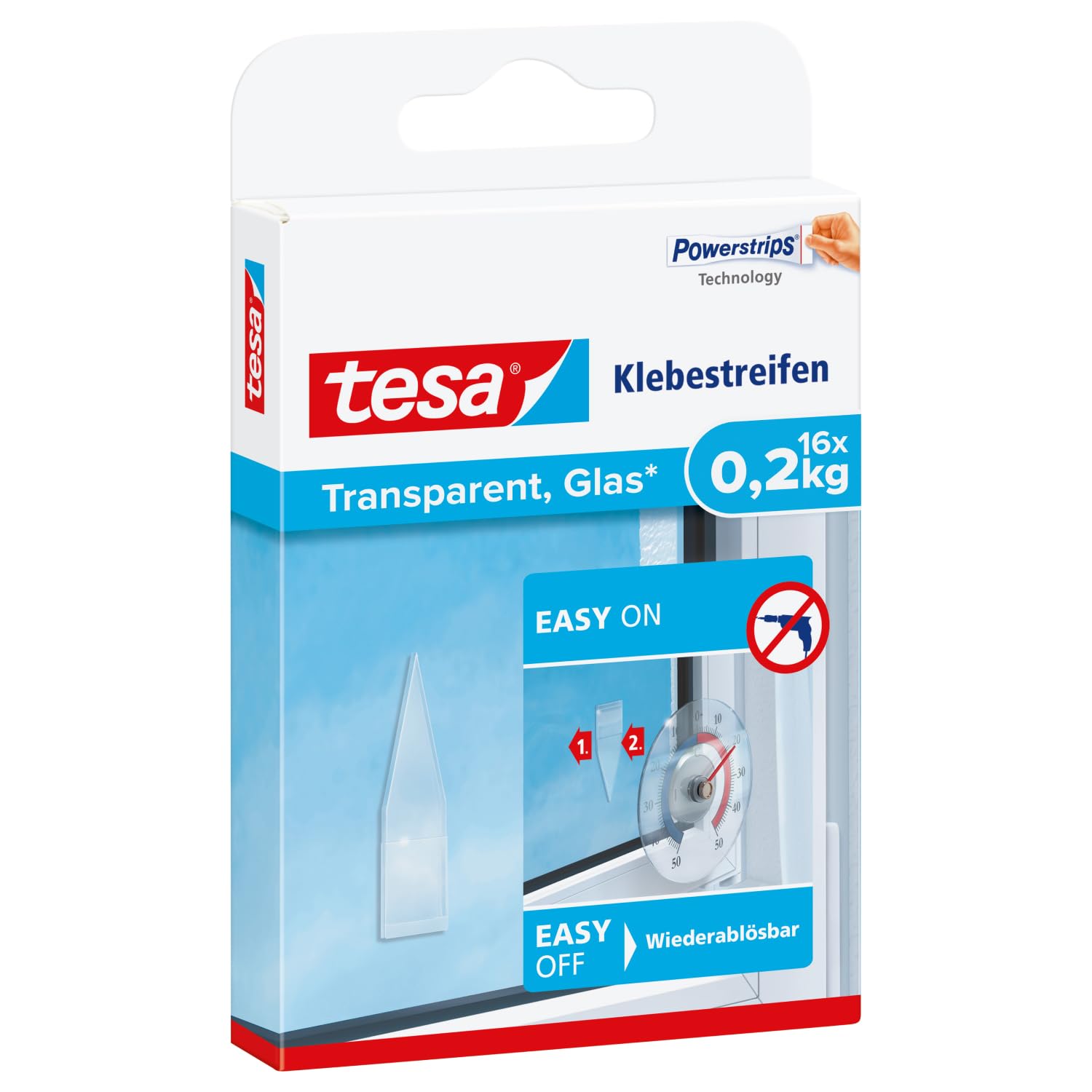 tesa Adhesive Strips for Transparent & Glass 0.2kg, 77732-00000-00