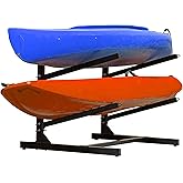 QonicFly Heavy Duty Kayak Storage Rack - Adjustable Freestanding Stand for Kayaks, Canoes, Paddleboards, and Surfboards - Ideal for Garage, Shed, Dock, and Outdoor Storage