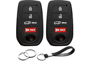 INFIPAR 2pcs Compatible with Toyota Tacoma Prius Venza Corolla Crown Sequoia Tundra Grand Highlander RAV4 Prime Mirai Smart 4 Buttons Key Fob Cover Case Key Chain Protector Keyless Entry Remote Holder