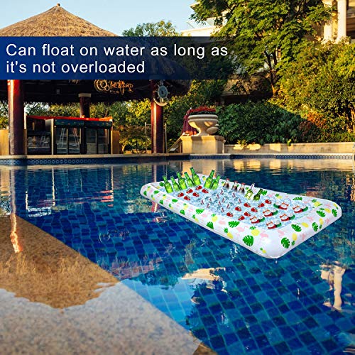 Tifeson Aloha Inflatable Serving Bar Buffet Salad Ice Tray - Tropical Style Serving Bar Cooler Food Drink Holder Containers - Outdoor BBQ Picnic Pool Party Luau Cooler with Drain Plug - Thumbnail 5