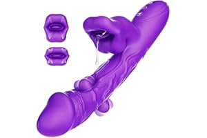 Dildo Vibrator Sex Toy for Women - 3 in 1 Tongue G Spot Vibrators with 6 Wiggling & 7 Biting Licking & 10 Vibrating Modes, An
