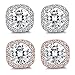 ORAZIO 2 Pairs 20G Stud Earrings for Womens Mens Ear Piercings Cubic Zirconia Halo Earrings