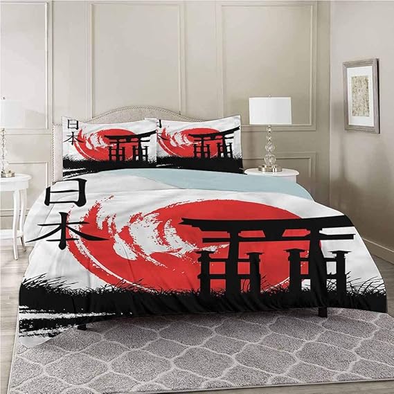 Duvet Cover Sets, Japan,Historical Architecture, Full Size Comforter Cover Bedding Set 3 Pieces