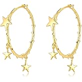 STAYLOVE Small Star Hoop Earrings for Women 925 Sterling Silver Post 14K Gold Plated Lightweight Mini Spike Thin Hoop Earrings
