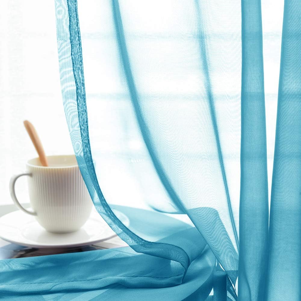 Mrtrees Short Sheer Curtains 45 Inches Long Beige Sheers Kitchen Curtains Small Window Voile Basement Curtains Rod Pocket Bathroom Window Treatment Set 2 Panels Home Kitchen Home Dcor