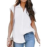 ZC&GF Women's V Neck Short Sleeve Button Down Shirts Casual Chiffon Blouses Tops