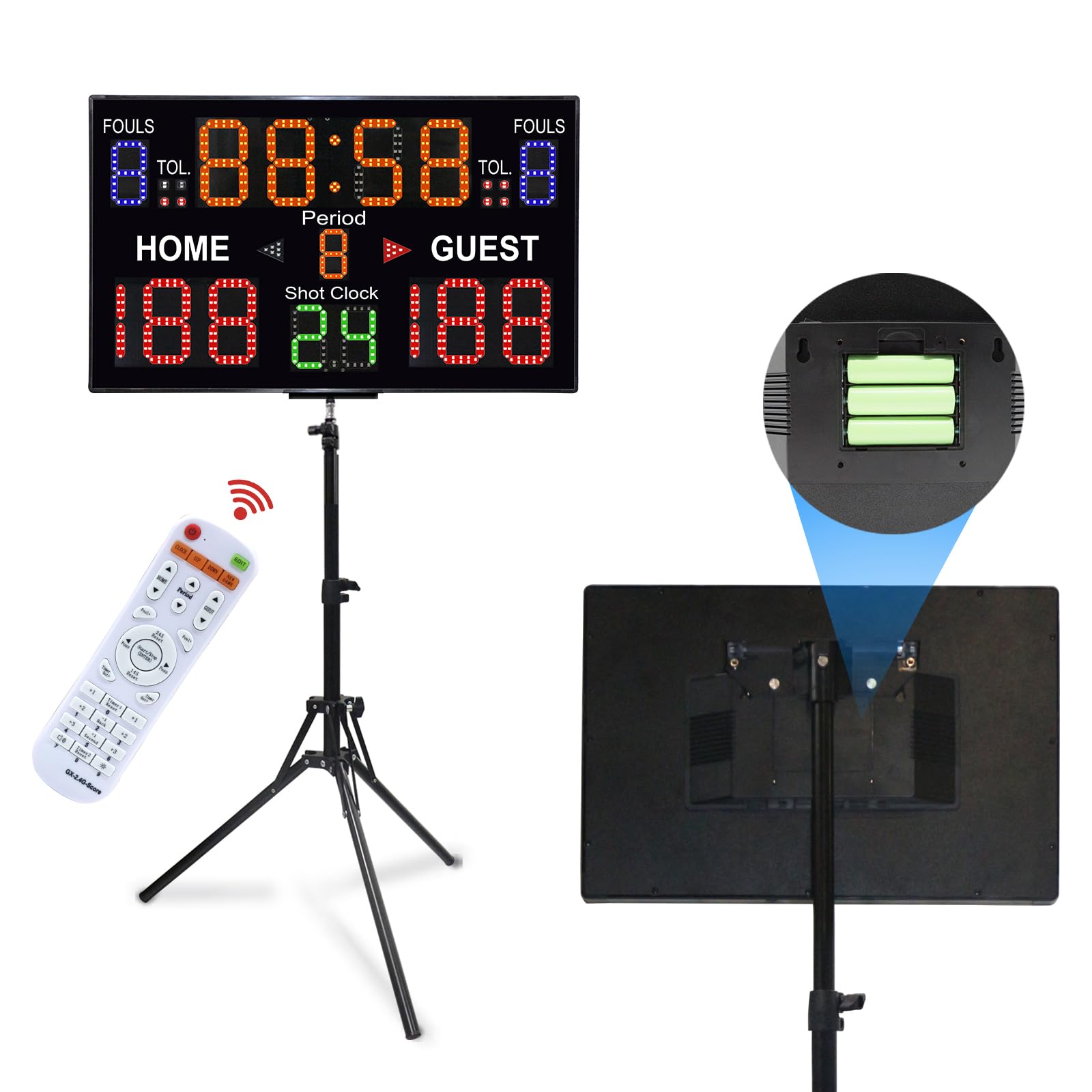 Mua Basketball Scoreboard with Stand, 12/14/24/30S Shot Clock Digital ...