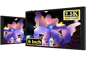 AISHICHEN 6 inch Small Monitor, 2560 * 1440 Portable Monitor 4K HDMI Input 800Cd/㎡, Mini IPS Display Build in Speakers&Earphone Jack 1/4 Screw Hot Shoe Hole for Camera/Raspberry PI/Gaming