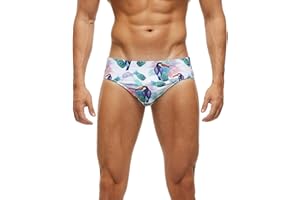 Arcweg Men's Swimming Trunks Briefs Low Waist with Removable Pad Swimwear Elastic Beach Shorts Boxers Underwear