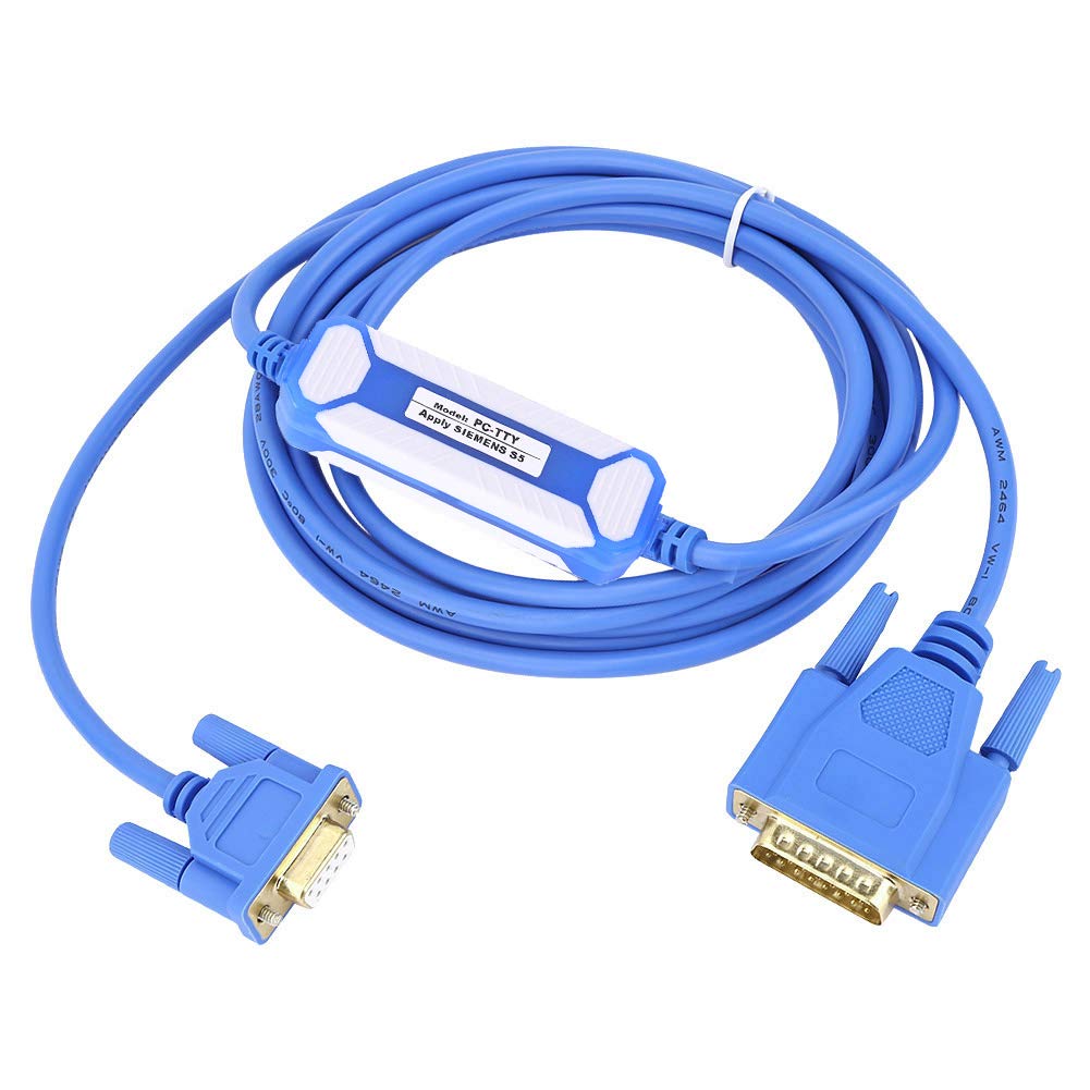 PLC Programming Cable for S5 Garosa Blue PC-TTY 7 Pin Cable Insulated PVC Shell Gold-plated Plug Industrial Automation Control Cable for Siemens S5 Systems Reliable Programming Cable