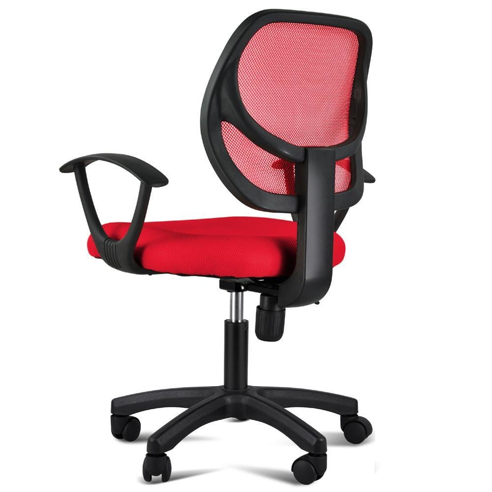 Topeakmart Adjustable Swivel Computer Desk Chair with Arms Seating Back Rest Fabric Mesh (Red)