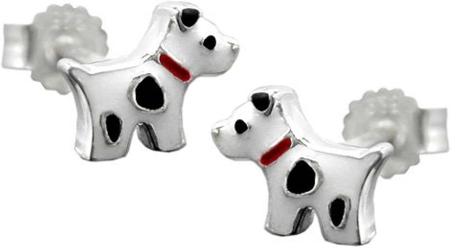 Mya Art 925 Silber Madchen Ohrstecker Kinder Ohrringe Mit Hund Hunde Weiss Rot Schwarz Amazon De Schmuck