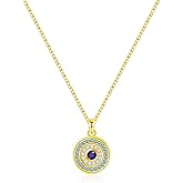 JSGEMSLEE White Gold 14K Gold Plated Necklaces for Women Evil Eye Necklace for Women Girls Evil Eye Hamsa Hand of Fatima Pendant Necklace Good Luck Necklace Jewelry