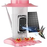 Hummingbird Feeder with Camera Outdoor, SV3C Hanging Bird Feeder with Ant Moat & Bee-Proof, HD 2K Solar Powered, AI Bird Identify, Instant App Alerts, Auto Capture, Hummingbird Lover Gifts, 21oz, Pink