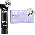 Five Angeles Tipex Instant Apex Nail Tips 120 Pcs of Thicker Long Coffin Half Matte Acrylic Nails & 30g UV Nail Glue
