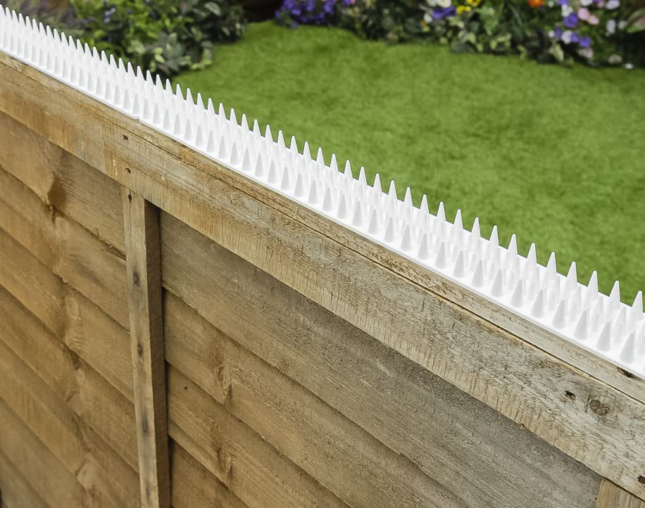 Primrose Fence Spikes - Cat Garden Wall Security Anti Climb Detterent Spike Strips - White - Pack of 10