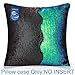 URSKYTOUS Reversible Sequin Pillow Case Decorative Mermaid Pillow Cover Color Changing Cushion Throw Pillowcase 16” x 16”,Fancy Green and Black