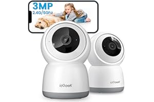ieGeek 2K Indoor Security Camera, 5G/2.4G WiFi Pet Cameras for Home Security, 360° Dog Cam w/Auto Tracking, Smart Motion Dete