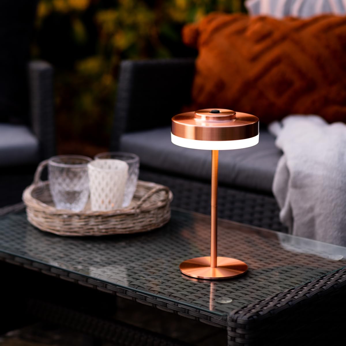 Outdoor Lamp Table Light – Rechargeable – Cordless – LED 4000K Warm White - 3 Brightness Settings – IP44 Weatherproof by Auraglow