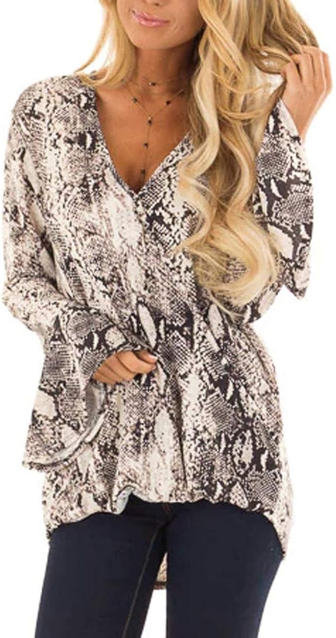 snake print chiffon blouse