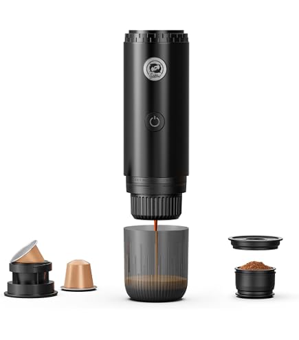 Luqeeg Portable Coffee Maker, Electric Espresso Machine, Mini Electric Coffee Machine for Car, Electric Espresso Maker for Capsule with 12V 24V Cigarette Lighter, Stainless Steel Travel Cup: Home & Kitchen