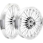 TOFR 21x2.15 18x3.5 Chrome Fat Spoke Wheels For Harley Dyna FXD FXDB 00-05 | Tubeless Front Rear Wheels Rims,Fits Harley Dyna FXDB Street Bob FXDL Low Rider FXDWG Wide Glide FXD Super Glide 2000-2005