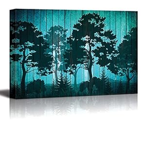 Illustration of Silhouette Trees in a Forest Over...